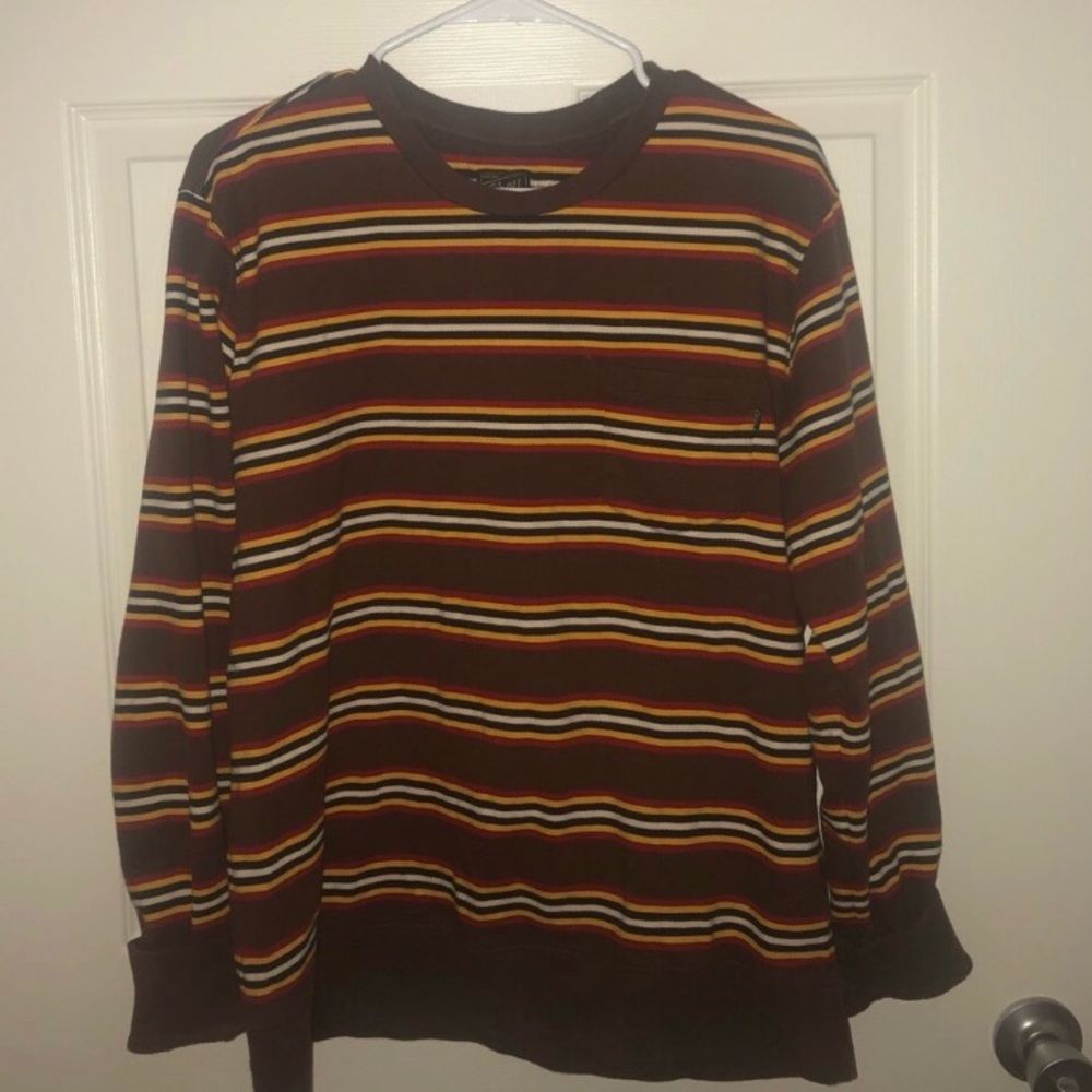 Obey striped crew neck sweatshirt